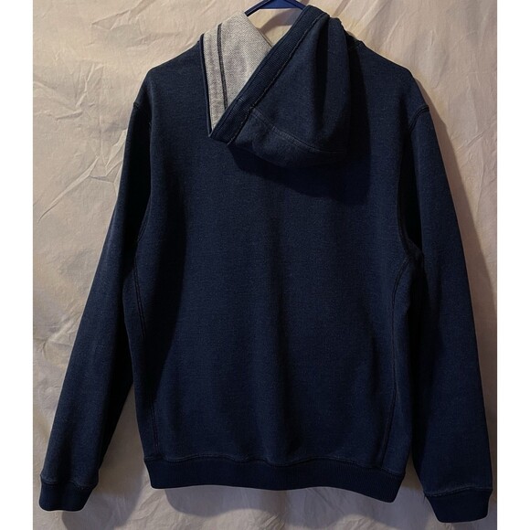 CARBON 2 COBOLT Effortlessly Cool Leather Logo Full Zip Blue Hoodie Men's M - Picture 6 of 10